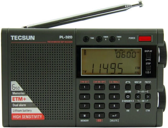 Tecsun PL-320 Φορητό Ραδιόφωνο Επαναφορτιζόμενο με USB Μαύρο