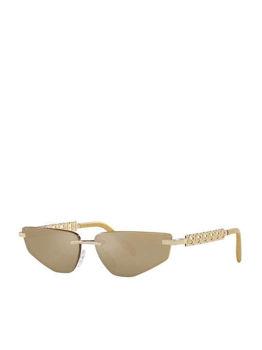 Dolce & Gabbana Sonnenbrillen mit Gold Rahmen und Gold Spiegel Linse DG2301 02/03