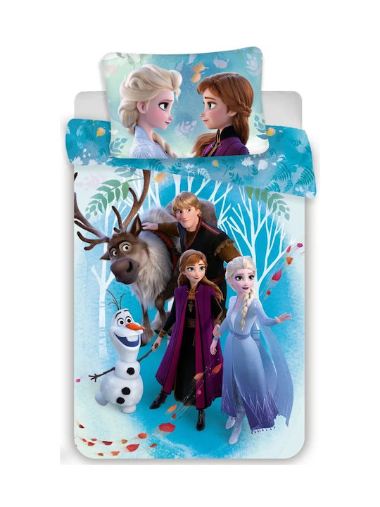 Disney Frozen Σετ Παιδική Παπλωματοθήκη Μονή με Μαξιλαροθήκη Μπλε 140x200εκ.