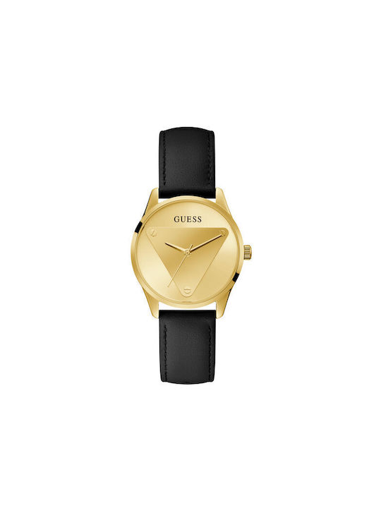 Guess Ladies Watch with Black Leather Strap