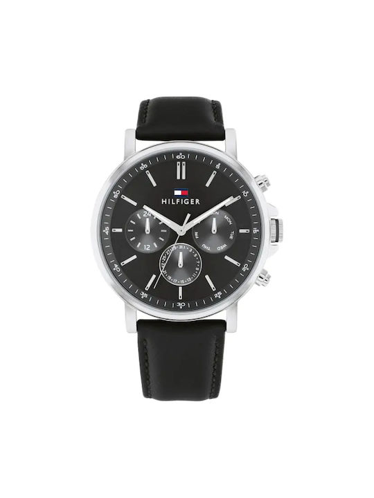 Tommy Hilfiger Watch Battery with Black Leather Strap