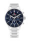 Tommy Hilfiger Tyson Herrenuhr 44mm Chronograph Batterie mit Silber Metallarmband