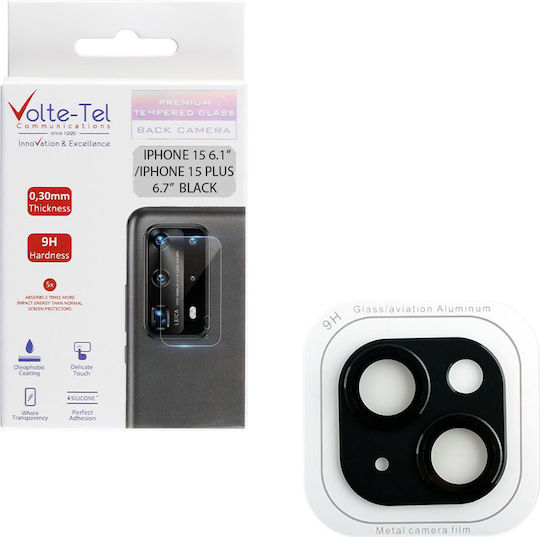 Volte-Tel Glass Cover Προστασία Κάμερας Tempered Glass Μαύρο για το iPhone 15 6.1" and iPhone 15 Plus 6.7"