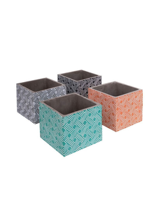 BigBuy Planter Box 14x12cm Set 4pcs Cement S8700516