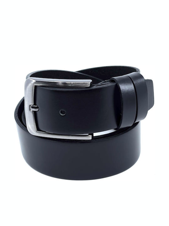 Wide Men's Belt Leather Black