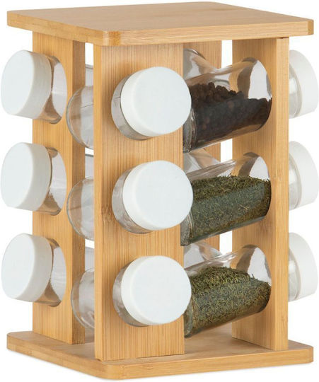 Andrea House Bamboo Tabletop Spice Rack Organizer Blue