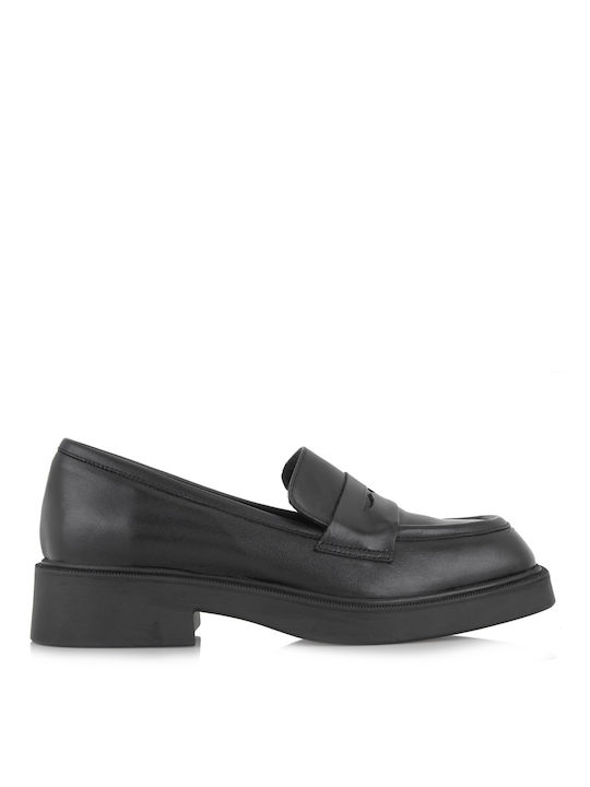 Leather Women's Loafers in Black Color