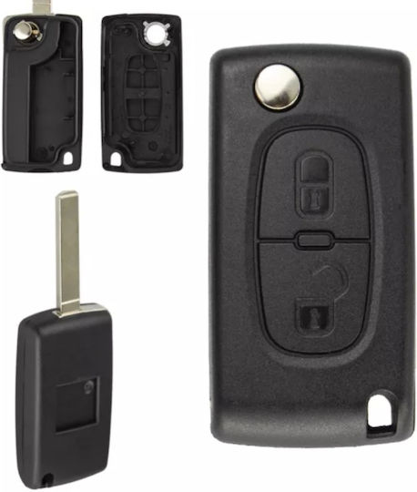 Foldable Car Key Shell with Blade with 2 Buttons for Citroen / Peugeot