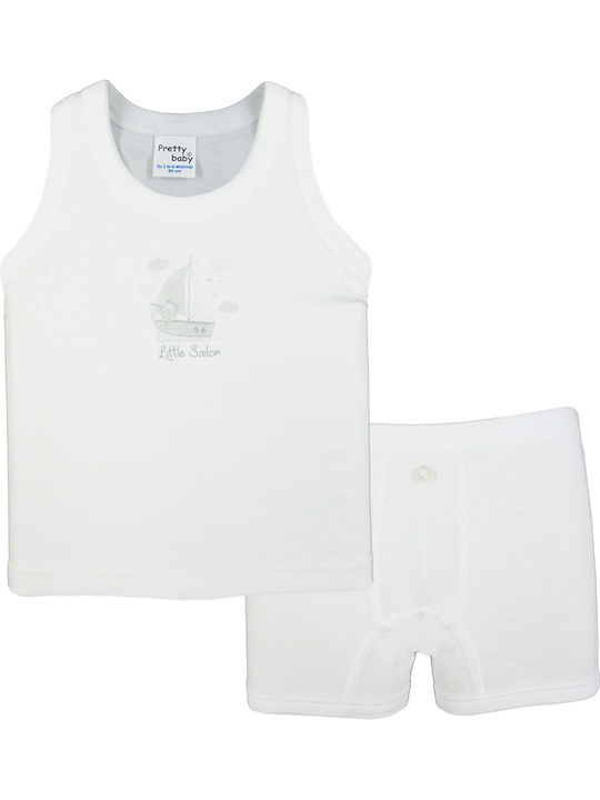Pretty Baby Kinder Set Boxershorts mit Unterhemd Weiß 2Stück