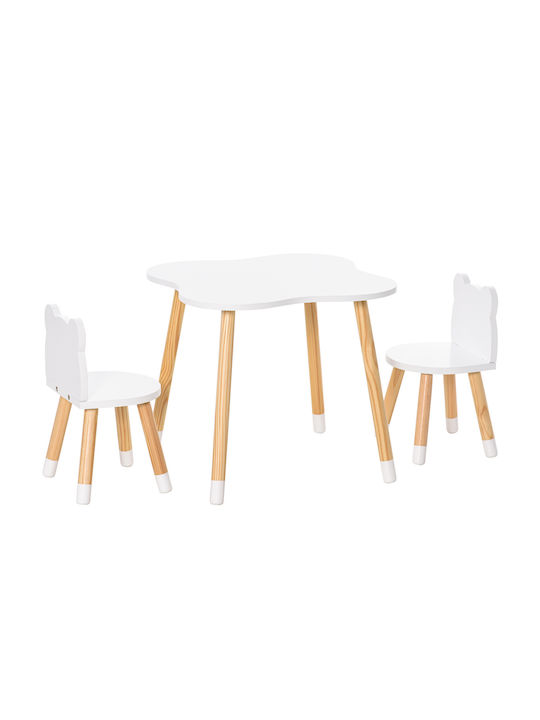 Kids Table and Chairs Set made of Wood White