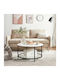 Round Central Wooden Coffee Table White Marble Black W80xL80xH45.5cm