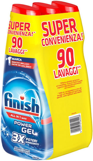 Finish All In One Max Fresh Гел За Съдомиялна 3x600ml 90 Дози