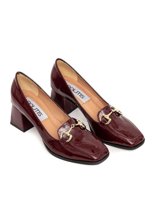 Patent Leather Women's Moccasins in Burgundy Color