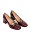 Politis shoes Women's Patent Leather Moccasins Burgundy
