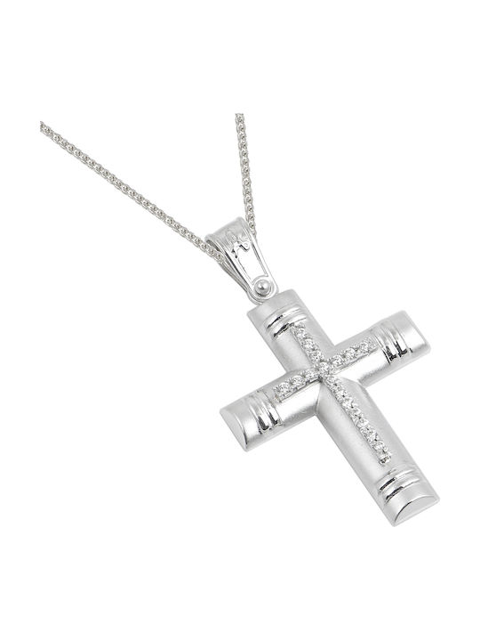 Koumian Women's White Gold Cross 14K with Chain