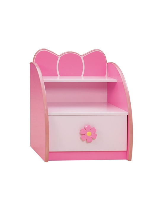 Wooden Kids Bedside Table Pink 48x47x58cm