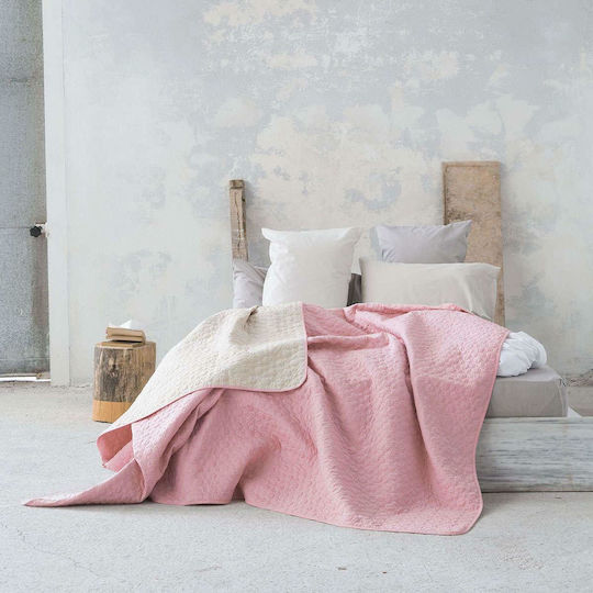 Nima Cerchio Κουβερλί Υπέρδιπλο Βαμβακερό Rouge Pink-Linen 220x240cm