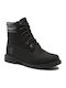 Linden Woods Wp Leather Women's Ankle Boots with Medium Heel Black