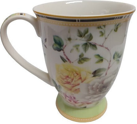Karvounis Flowers Cană din Porțelan Verde 380ml