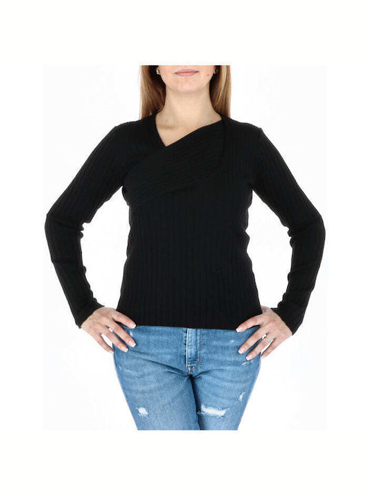 Pinko Long-sleeved Women's Pullover Woolen with V Neckline Black