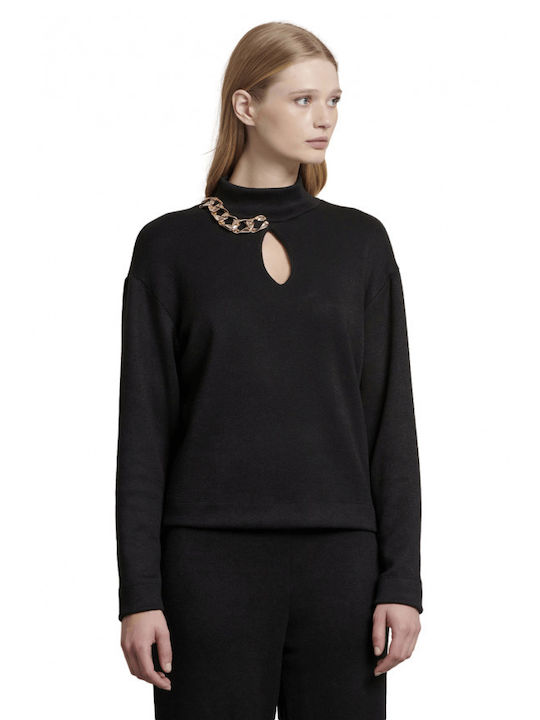 Matis Fashion Femei Cu mânecă lungă Crop Pulover Negru