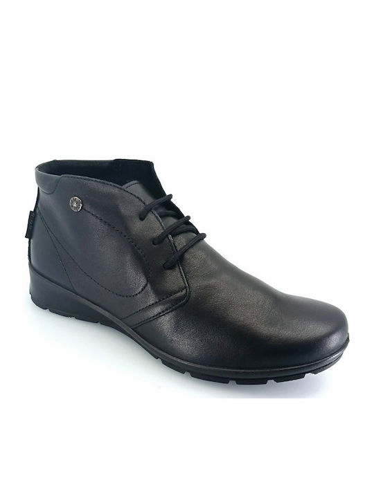 Leder Stiefeletten Damen mit Pelz Schwarz