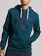 Ovin Athletic Script Graphic Sweatshirt with Hood Petrol