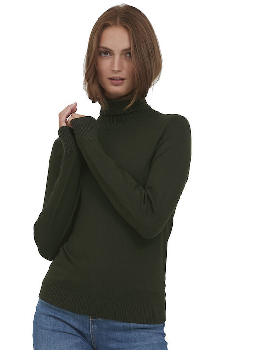 B.Younq Women's Long Sleeve Sweater Turtleneck Light Green