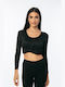 Γυναικείο Crop Top Μακρυμάνικο Μαύρο