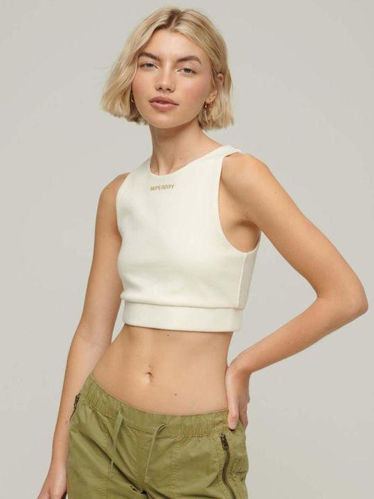 Superdry D1 Sdcd Code Damen Sportliches Crop Top Ärmellos Weiß