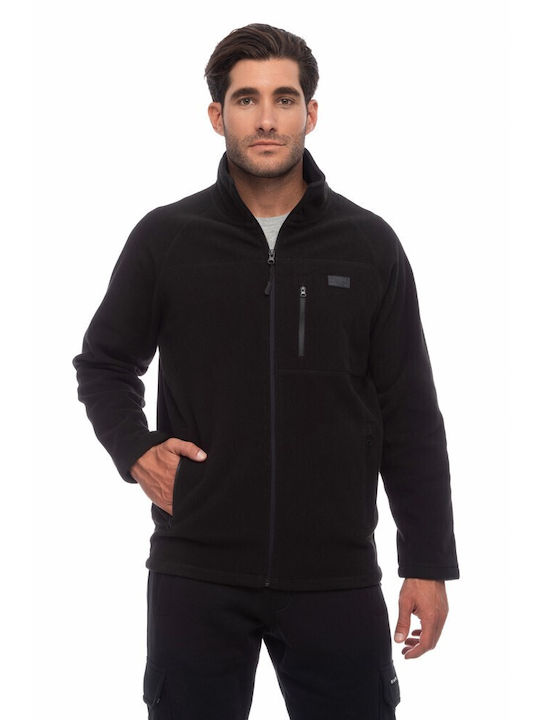 Be:Nation Men's Fleece Cardigan with Zipper BLACK