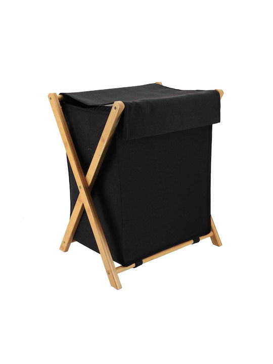 Eurocasa Laundry Basket Bamboo Folding 35x46x58cm Black