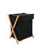 Eurocasa Laundry Basket Bamboo Folding 35x46x58cm Black