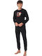 Minerva Xmas Beer Men's Winter Pajama Blouse Black