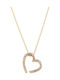 Necklace with design Heart from Gold 14K with Zircon