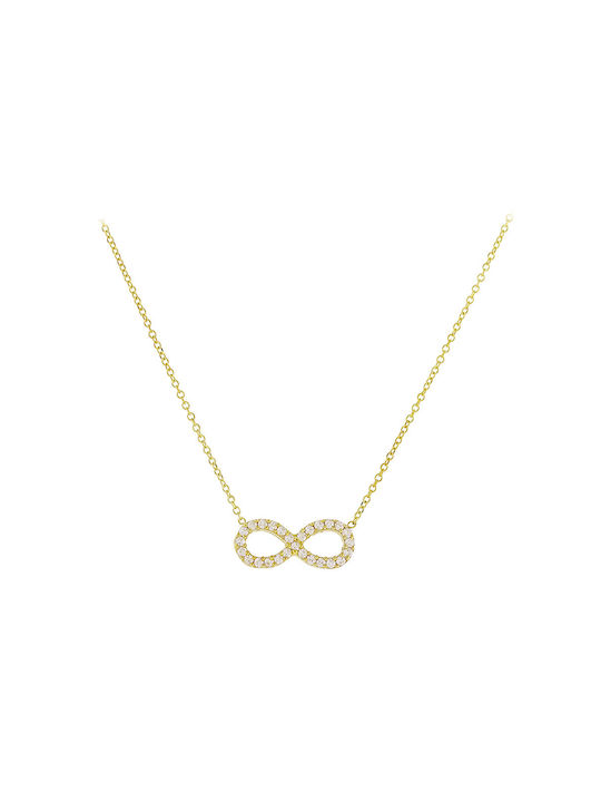 Necklace Infinity from Gold 14K with Zircon