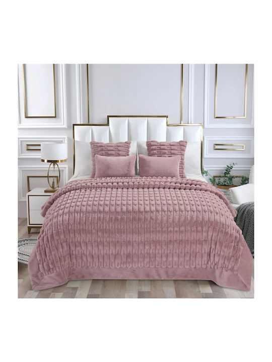 Liolios Home Boggi Samtige Decke Übergröße 220x240cm Amethyst