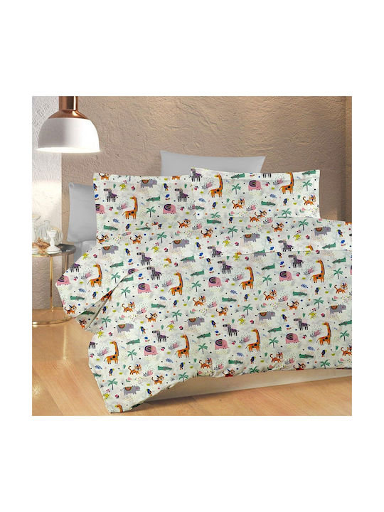 Dimcol Παιδικό Πάπλωμα Μονό Kids Zoo White-Mult...