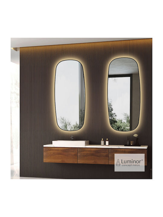 Luminor Badezimmerspiegel LED Berührung aus Metall 50x110cm Schwarz