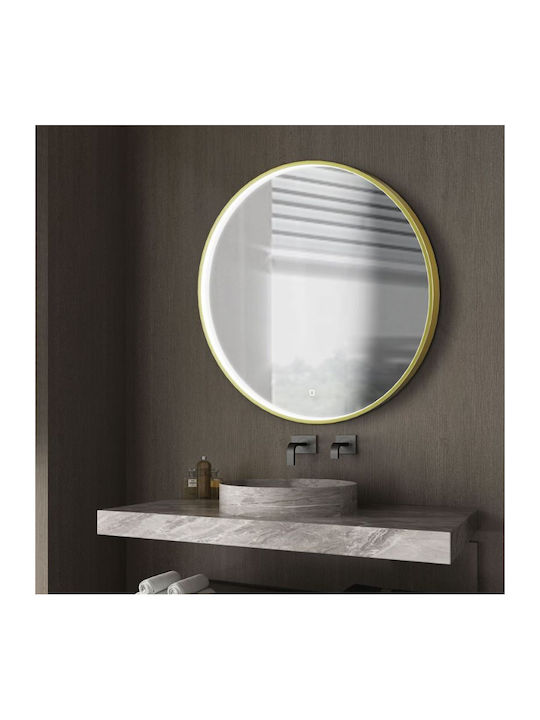Luminor Round Bathroom Mirror Led Touch 70x70cm Gold