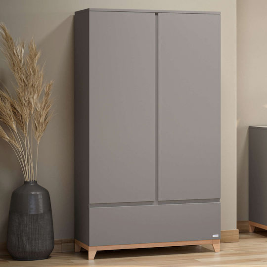 Two Door Wardrobe with 1 Drawer Gray 101x54x183cm