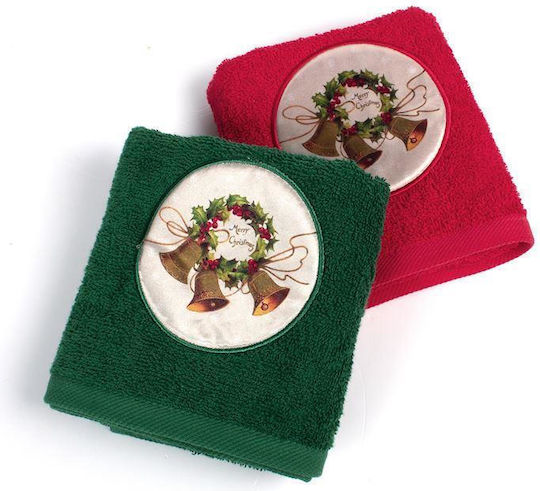 Dimcol Set Christmas Towels Fabric Red L60xW40cm. 2pcs