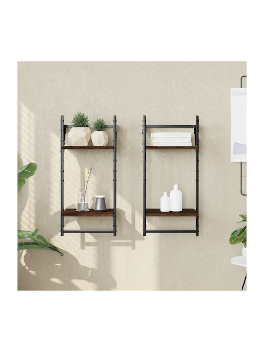Brown Oak Wall Shelves 2 Pieces 30x25x65cm