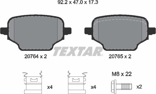 Textar Brake Pad Rear 4pcs for Citroen Berlingo Fiat Doblo Honda e Opel Combo Toyota Lexus