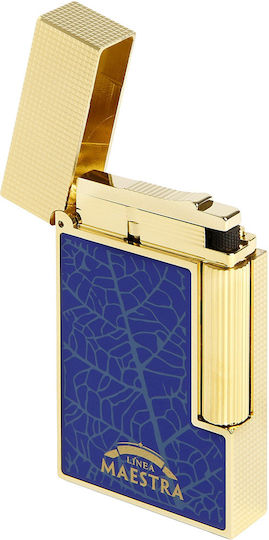 S.T. Dupont Linea Maestra Blue Yellow Gold Lighter Flame in Brown Color