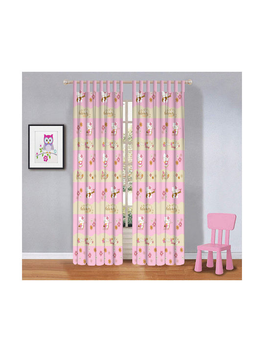 Disney Παιδική Κουρτίνα Hello Kitty HK6256 με Τιράντες Ροζ 140x290εκ.