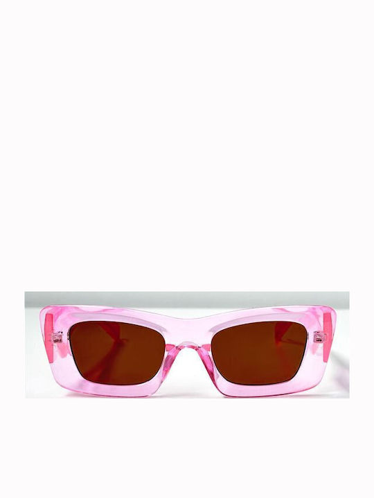 Looks Style Eyewear Women's Sunglasses with Pink Plastic Frame and Burgundy Lens 74baa-09184