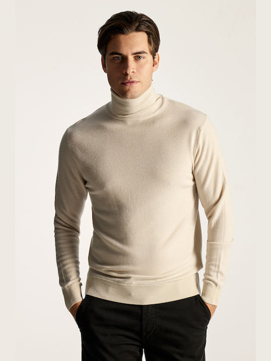 Dirty Laundry Men's Long Sleeve Sweater Turtleneck Beige (Beige)