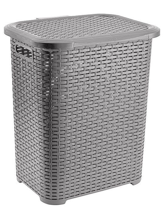 TnS Laundry Basket Plastic with Cap 41x34.5x47cm Gray
