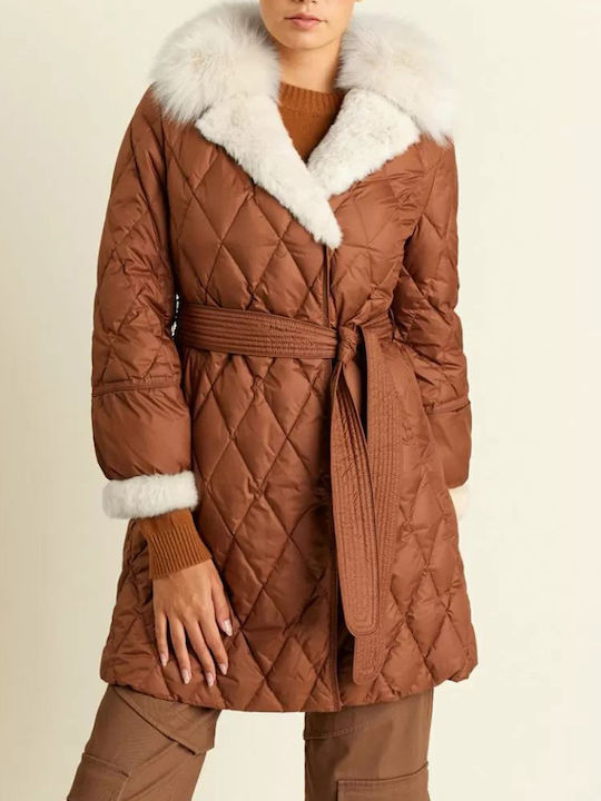 Forel Women's Long Puffer Jacket for Winter BRONZE